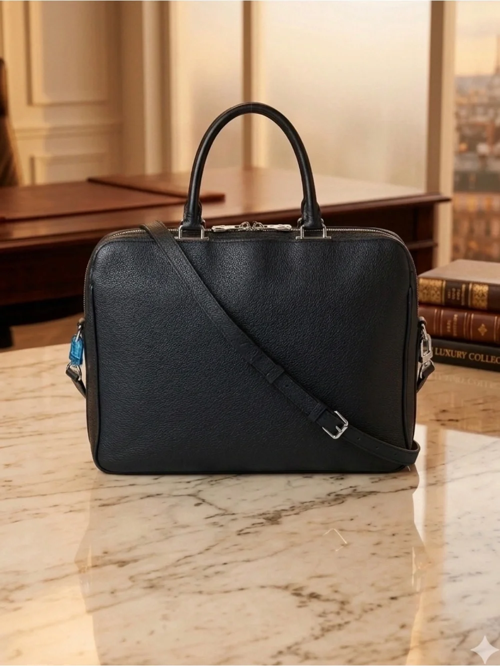 Louis Vuitton Armand Briefcase MM – Black Taurillon Leather w/ Original Strap